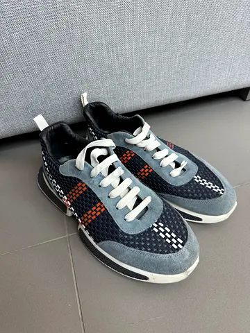Mens Woven Mesh and Suede Casual Sneakers