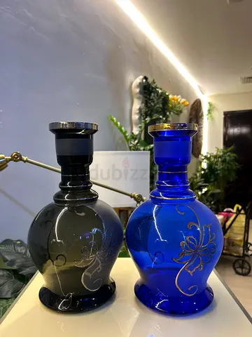 Set of 2 vintage Romanian glass vases / bottle decanters