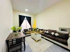 Furnished 1-bedroom apartment for monthly rent in Ajman Corniche. Includes bills and internet. Ready