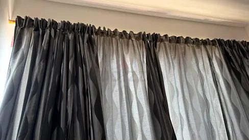 IKEA Murruta CURTAINS Drapes 2 Panels GRAY 98 Stripes Tone on Tone Hollywood Regency Silver New