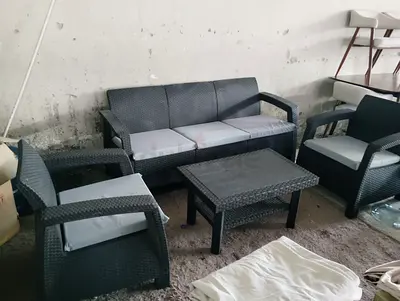 Outdoor/Patio 3-seater Rattan Sofa Set with Coffee Table - Good Condition