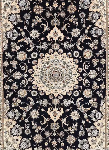 Vintage-style Yellow Persian Medallion Rug - 5ft 9 ft  (approx)