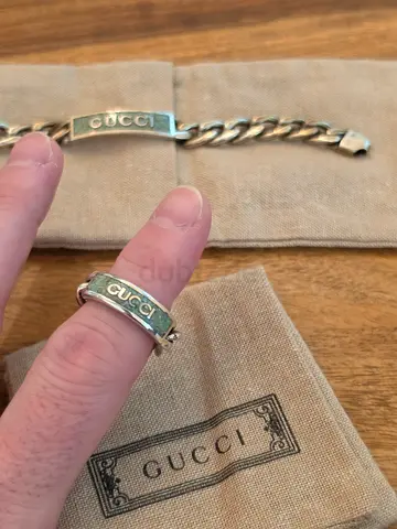 Gucci silver bracelet and ring set