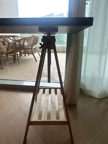 Solid Wood Side Table with Slatted Lower Shelf - Light Oak Finish (FREE)