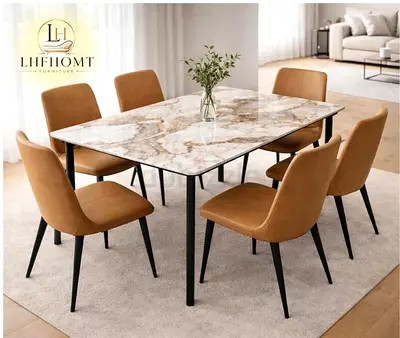 Brand new Top Marble dinning Table with 6 Chairs Available
