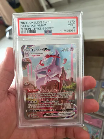 Graded 2021 Pokémon Espeon VMAX Fusion Strike Secret Rare PSA Mint psa 9