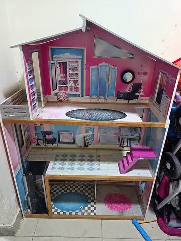 Large Wooden Three Story Dollhouse