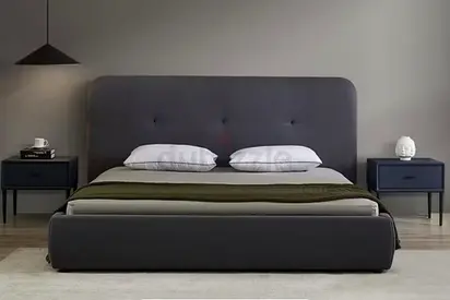Three button round edges headboard super king thick bed