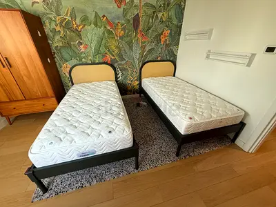 Pair of Single Beds with Mattresses from crate and barrel