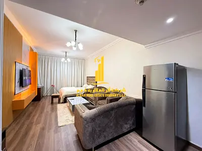 Luxury second occupied studio with separate kitchen and open view, fully furnished ✨ Ajman One Tower. For monthly rent.