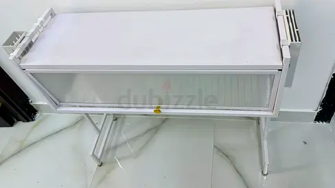 Modern White Storage Cabinet with Glass Door