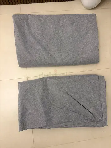 Set of 2 Grey Curtain Panels / Fabric Drapes - Good Condition