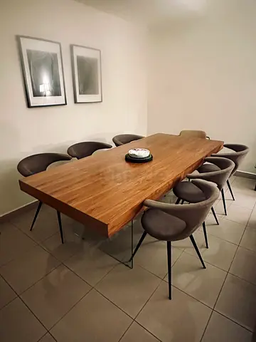 Modern 8-Seater Designer Dining Table – Floating Wood Top