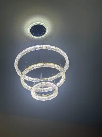 Modern Crystal LED Ring Chandelier - 4-Ring Ceiling Light