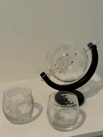 Antique decorative glass oil lamp (hand-blown) - vintage piece