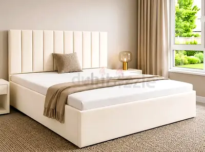 Brend New fabric wooden Queen size 150x190 bed with Madical Matress Available
