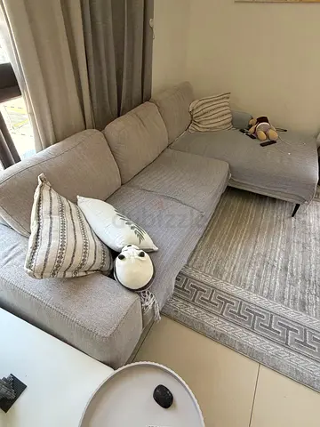 Modern Grey L-Shaped Corner Sofa - Like New, 4 Seater