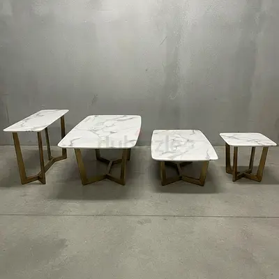 Modern White Marble & Gold Furniture Set (4 Pieces)