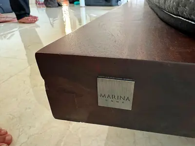 Selling high quality Marina home solid wood bed with two side tables and mattresses Brand new