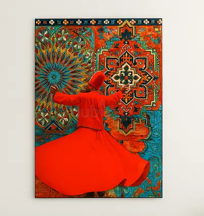 Whirling Dervish Art Print - Colorful Sufi Dance Poster (Unframed)
