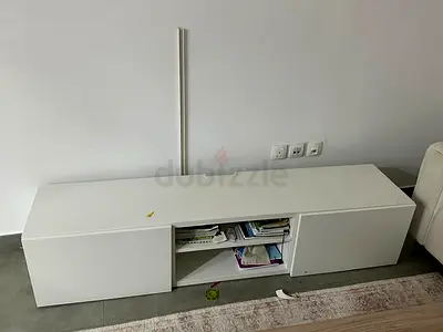 Low white TV cabinet / media unit - modern, good condition