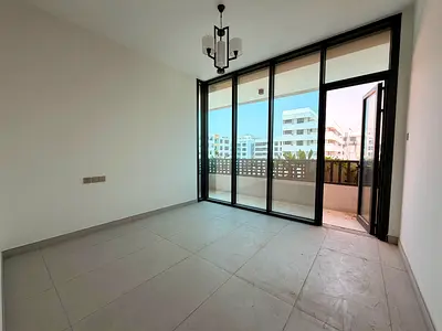1 month free brand new 1bhk apartment with two balcony| built-in wardrobe | full glass window| on street buildingb| in Al jada sharjah