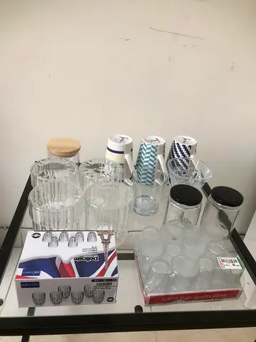 Set of Clear Ribbed Glass Tumblers -New