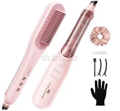 Pink 3-in-1 Hair Straightener Brush and Curling Iron - Never Used