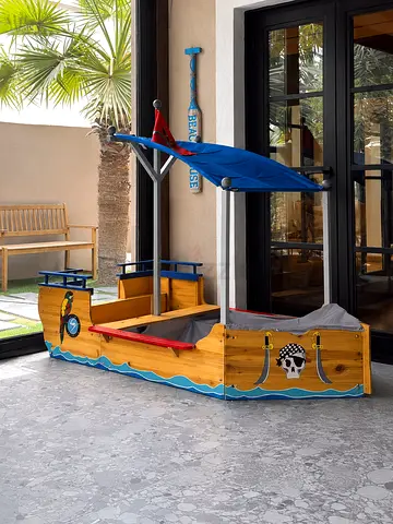 Wooden Pirate Ship sand box with Canopy - Good Condition