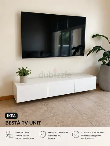 IKEA BESTÅ Wall-mounted TV Unit - White, Minimalist