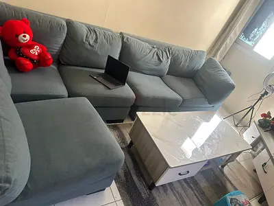 Comfortable L-Shaped Grey Sofa