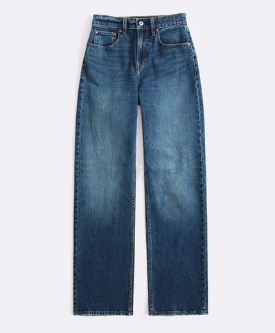 NEW Abercrombie and Fitch Women's High Rise 90s Relaxed Jeans - Dark, Size 26 X-Long