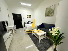 Luxury second-occupancy studio with a separate kitchen and open view, fully furnished ✨ Ajman, Al