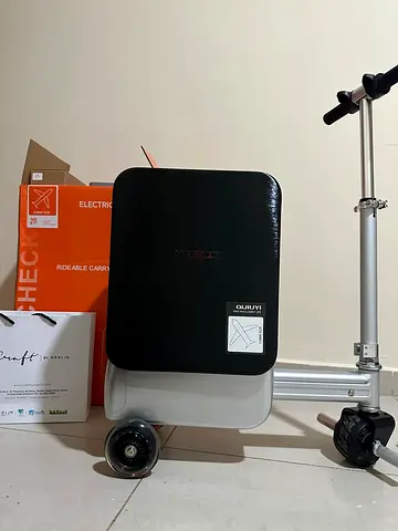Merlin riding luggage