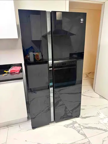 Hitachi Black Glass Side-by-Side Refrigerator Inverter Excellent Condition