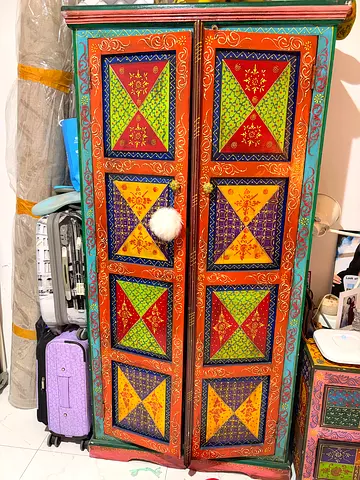 Hand-painted Hand made Colorful Wooden Armoire / Wardrobe - Bohemian Style