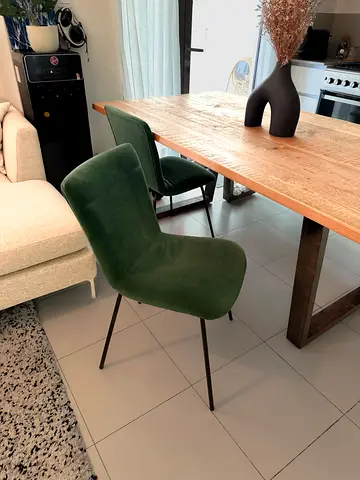 THE One Dining Chairs - Forest Green Velvet & Black Metal Legs