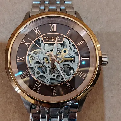 Blade Skeleton Automatic Men's Watch - Silver Stainless Steel Bracelet