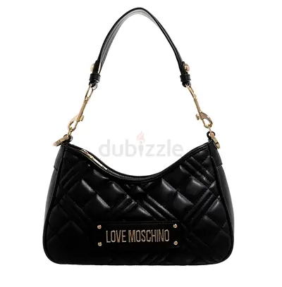 Love moschino Black quilted leather shoulder bag with gold hardware - compact crossbody
