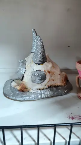 Decorative Seashell Hat Ornament - Silver Accent