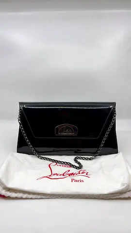 Christian Louboutin Black Patent Leather Riviera Flap Clutch