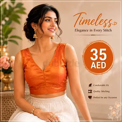 Orange V-neck Women's Crop Blouse