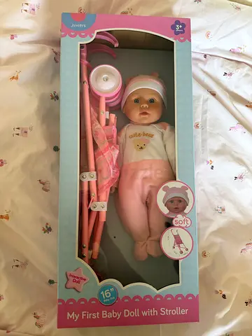 My First Baby Doll with Stroller - 16" Soft Baby Doll Set