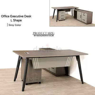 Brand new L shape wooden Office Table with metal Legs Available
