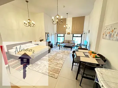 FULLY FURNISHED STUDIO IS AVAILABLE FOR RENT IN AL MAMSHA COMMUNITY WITH POOL AND PARKING