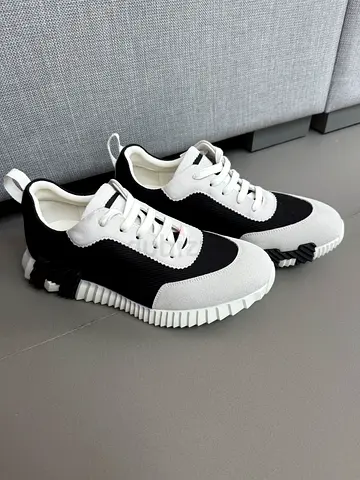 Hermes Black and White Bouncing Sneakers