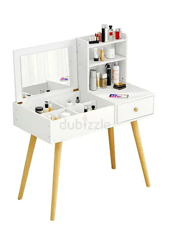 White Vanity Dressing Table with Mirror and Storage Drawers