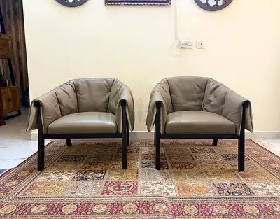Ligne Roset Okumi Designer Leather Lounge Armchairs – Pair | Premium Luxury Seating
