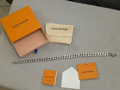 Louis Vuitton stainless steel Men’s Cuban Link Necklace with Box & Papers