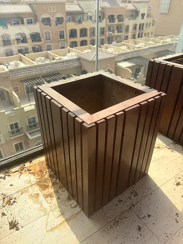 Wooden Outdoor Big Planter Box - Square, Slatted Design